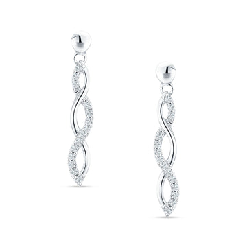 Infinity Twisted Oblong Stud Earring Cubic Zirconia 925 Sterling Silver Wholesale
